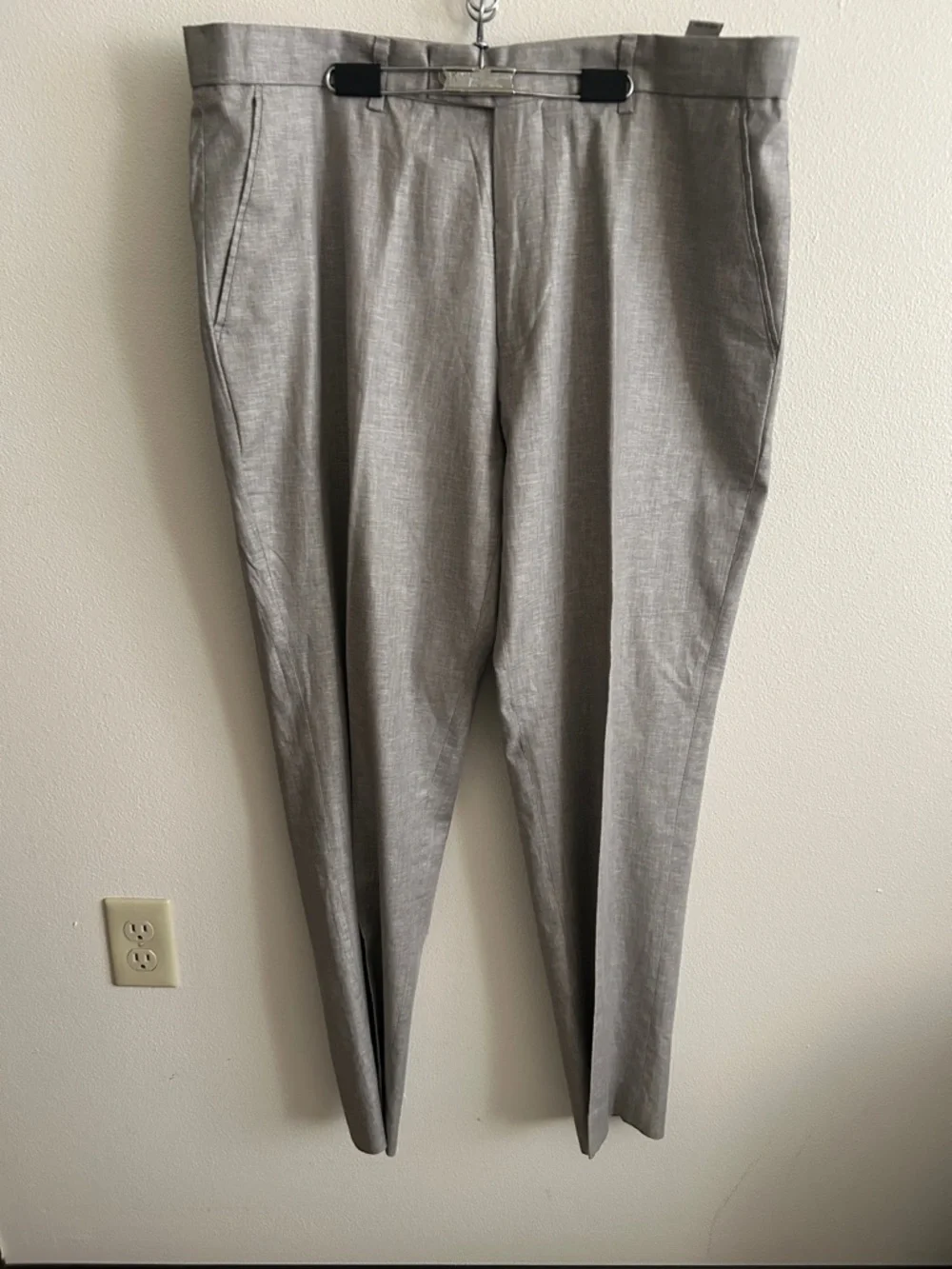 New No Tags Sharp Stacy Adam's Linen/Cotton Men's Light Gray Dress Pants 38/32